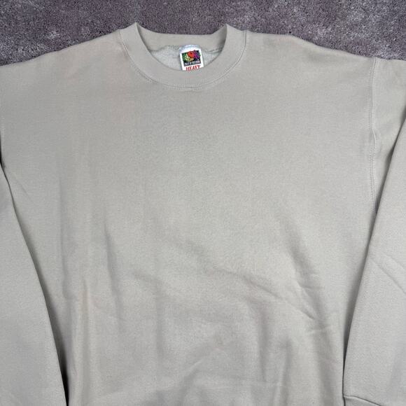 Vtg Fruit of the Loom Blank Crewneck Sweatshirt Size XL Dark Cream Minimalist - Picture 2 of 4